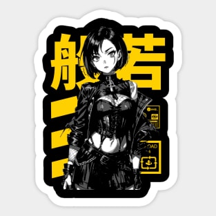 Cyberpunk Anime Girl Goth Japanese Streetwear Sticker